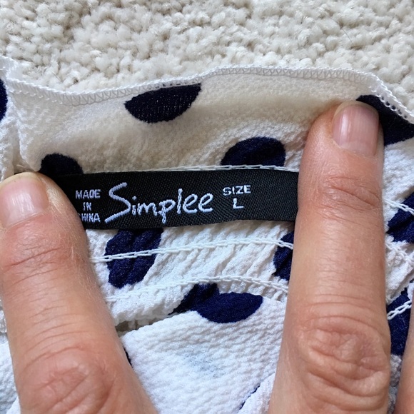 💙ADORABLE NAVY & WHITE POLKA DOT SMOCK CROP TOP💙 - Picture 6 of 6